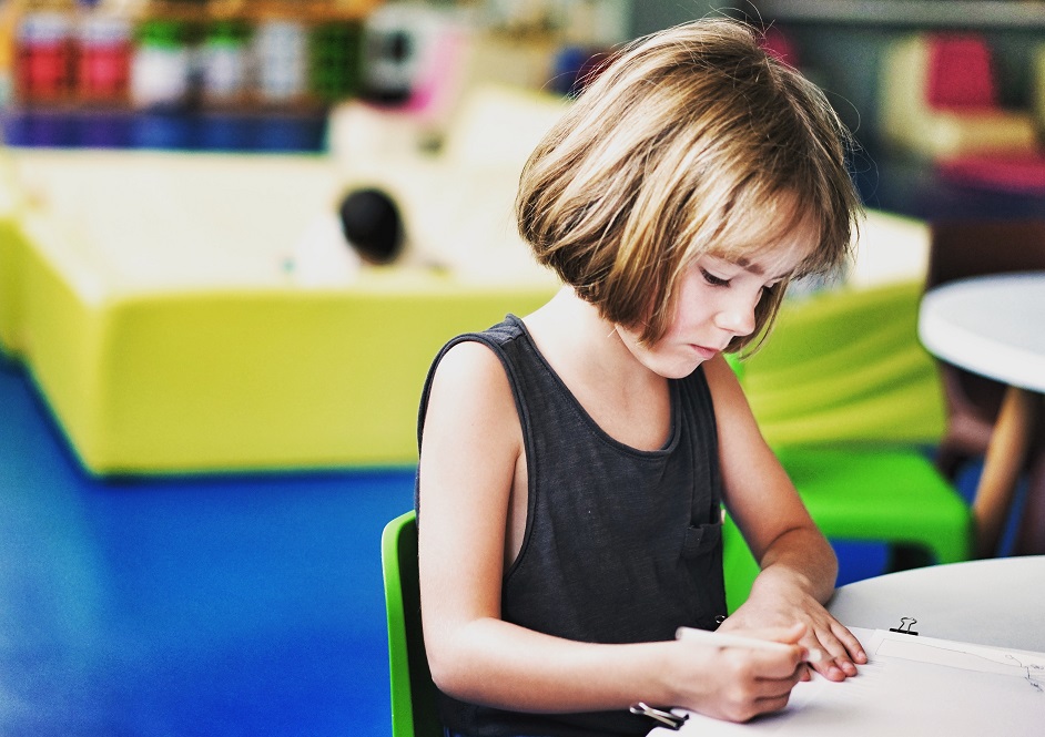 young girl drawing